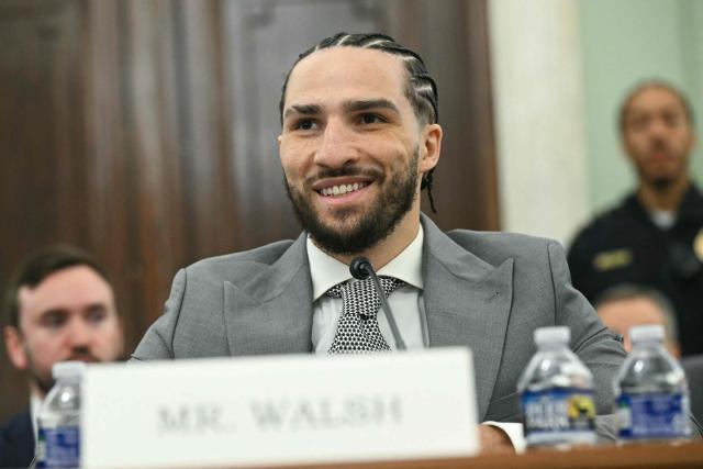 US professional boxer Nico Ali Walsh testifies during a Senate Committee on Commerce, Science, and Transportation hearing to "examine federal boxing laws" on Capitol Hill in Washington, DC, on April 22, 2026. (Photo by SAUL LOEB / AFP)