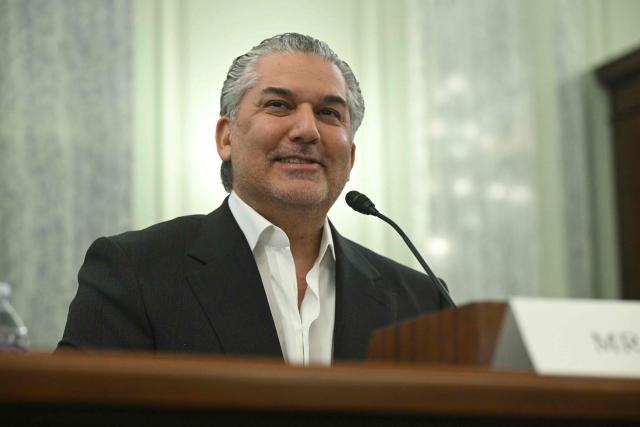Nick Khan, President of World Wrestling Entertainment (WWE) speaks during a Senate Committee on Commerce, Science, and Transportation hearing to "examine federal boxing laws" on Capitol Hill in Washington, DC, on April 22, 2026. (Photo by SAUL LOEB / AFP)