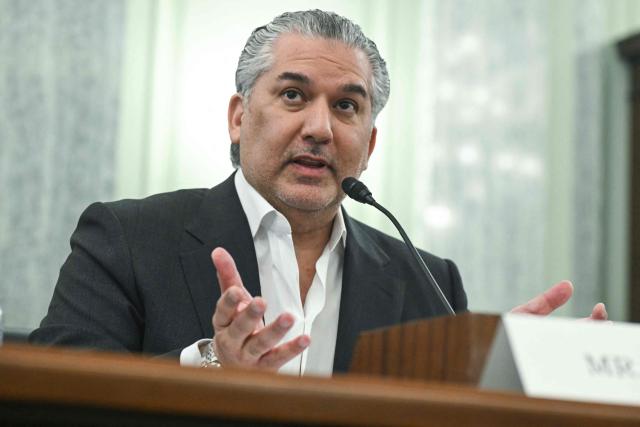 Nick Khan, President of World Wrestling Entertainment (WWE), testifies during a Senate Committee on Commerce, Science, and Transportation hearing to "examine federal boxing laws" on Capitol Hill in Washington, DC, on April 22, 2026. (Photo by SAUL LOEB / AFP)
