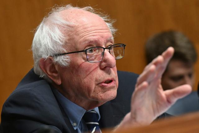 US Senator Bernie Sanders, Independent from Vermont, speaks as he questions Secretary of Health and Human Services Robert F. Kennedy Jr. during a Senate Committee on Health, Education, Labor and Pensions hearing on "proposed budget estimates for fiscal year 2027 for the Department of Health and Human Services" on Capitol Hill in Washington, DC, on April 22, 2026. (Photo by SAUL LOEB / AFP)