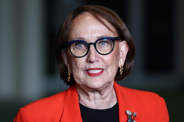 Costa Rican economist and former Second Vice President Rebeca Grynspan speaks to the press following her hearing to be considered as the next Secretary-General of the United Nations at UN Headquarters in New York on April 22, 2026. Grynspan is among four candidates vying for the position currently held by Portugal's Antonio Guterres. (Photo by CHARLY TRIBALLEAU / AFP)