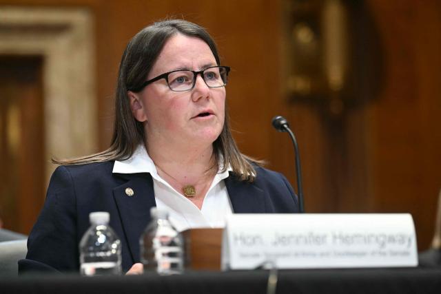 Jennifer Hemingway, US Senate Sergeant at Arms and Doorkeeper testifies during a Senate Committee on Appropriations, Subcommittee on Legislative Branch hearing to examine proposed budget estimates and justification for fiscal year 2027 for the Senate Sergeant at Arms and United States Capitol Police, on Capitol Hill in Washington, DC, on April 22, 2026. (Photo by SAUL LOEB / AFP)