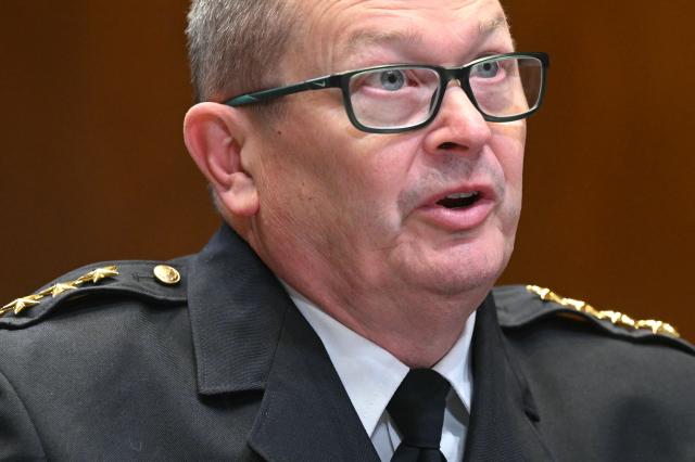 US Capitol Police Chief Michael Sullivan testifies during a Senate Committee on Appropriations, Subcommittee on Legislative Branch hearing to examine proposed budget estimates and justification for fiscal year 2027 for the Senate Sergeant at Arms and United States Capitol Police, on Capitol Hill in Washington, DC, on April 22, 2026. (Photo by SAUL LOEB / AFP)