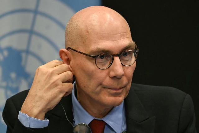 UN High Commissioner for Human Rights Volker Turk attends a press conference in Mexico City on April 22, 2026. (Photo by YURI CORTEZ / AFP)