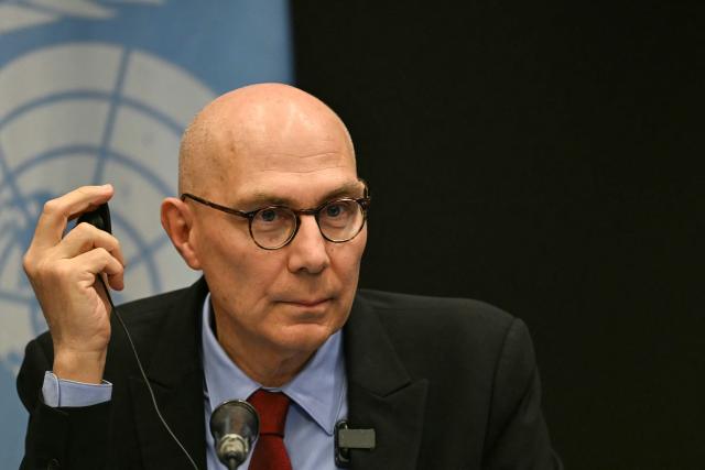 UN High Commissioner for Human Rights Volker Turk attends a press conference in Mexico City on April 22, 2026. (Photo by YURI CORTEZ / AFP)