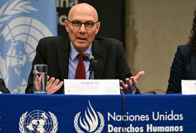 UN High Commissioner for Human Rights Volker Turk speaks during a press conference in Mexico City on April 22, 2026. (Photo by YURI CORTEZ / AFP)