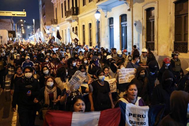 Students protest over transport fares in Lima on April 22, 2026. (Photo by Connie FRANCE / AFP)