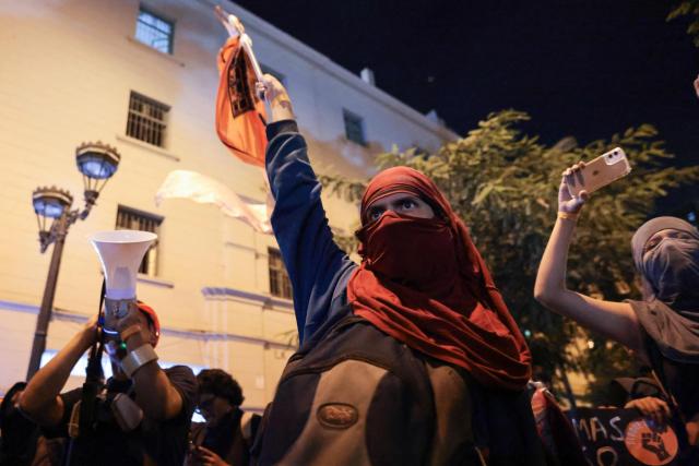 Students protest over transport fares in Lima on April 22, 2026. (Photo by Connie FRANCE / AFP)