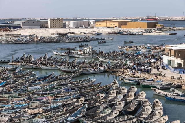 A general view of the Port Artisanal in Nouadhibou, on April 22, 2026. (Photo by PATRICK MEINHARDT / AFP)