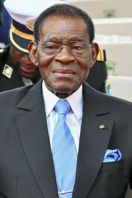 Equatorial Guinea's President Teodoro Obiang Nguema Mbasogo attends a Holy Mass lead by Pope Leo XIV at the Malabo Stadium in Malabo on the last day of an 11-day apostolic journey to Africa, on April 23, 2026. (Photo by Alberto PIZZOLI / AFP)