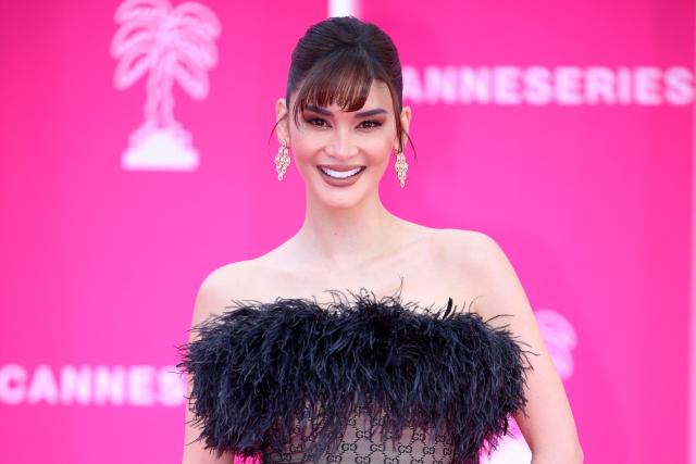 Filipino model Pia Wurtzbach poses on the pink carpet during the opening of the 9th edition of the Cannes International Series Festival (Canneseries) in Cannes, southern France, on April 23, 2026.  (Photo by Valery HACHE / AFP)