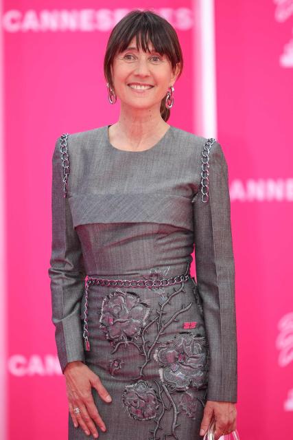 CEO of Banijay Entertainment Alexia Laroche-Joubert poses on the pink carpet during the opening of the 9th edition of the Cannes International Series Festival (Canneseries) in Cannes, southern France, on April 23, 2026.  (Photo by Valery HACHE / AFP)