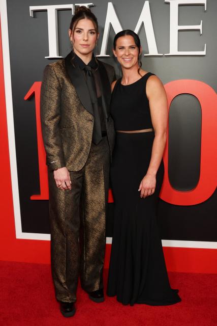 US hockey player Hilary Knight and US speed skater Brittany Bowe attends the 2026 TIME100 gala at The Jazz at Lincoln Center in New York, on April 23, 2026. (Photo by ANGELA WEISS / AFP)