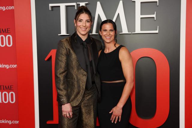 US hockey player Hilary Knight and US speed skater Brittany Bowe attends the 2026 TIME100 gala at The Jazz at Lincoln Center in New York, on April 23, 2026. (Photo by ANGELA WEISS / AFP)