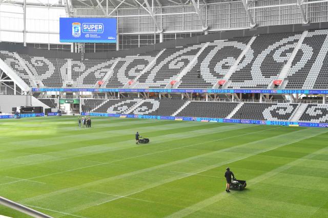 A general view inside the One New Zealand Stadium is seen prior to the starting super round of the Super Rugby Pacific in Christchurch on April 24, 2026. The new 400 million USD Te Kaha stadium that was a symbol of Christchurch's struggle to rebuild after a deadly earthquake struck the New Zealand city will host its first match on April 24, in front of a sellout rugby crowd. (Photo by Sanka Vidanagama / AFP)