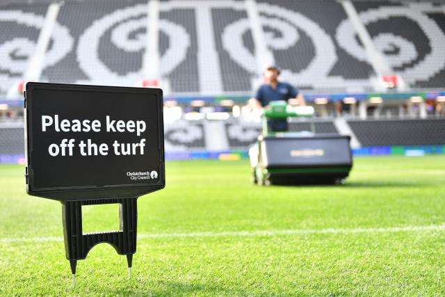 A general view inside the One New Zealand Stadium is seen prior to the starting super round of the Super Rugby Pacific in Christchurch on April 24, 2026. The new 400 million USD Te Kaha stadium that was a symbol of Christchurch's struggle to rebuild after a deadly earthquake struck the New Zealand city will host its first match on April 24, in front of a sellout rugby crowd. (Photo by Sanka Vidanagama / AFP)