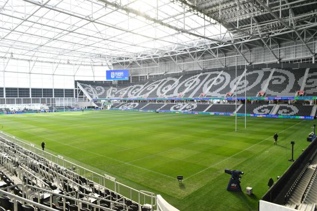 A general view inside the One New Zealand Stadium is seen prior to the starting super round of the Super Rugby Pacific in Christchurch on April 24, 2026. The new 400 million USD Te Kaha stadium that was a symbol of Christchurch's struggle to rebuild after a deadly earthquake struck the New Zealand city will host its first match on April 24, in front of a sellout rugby crowd. (Photo by Sanka Vidanagama / AFP)