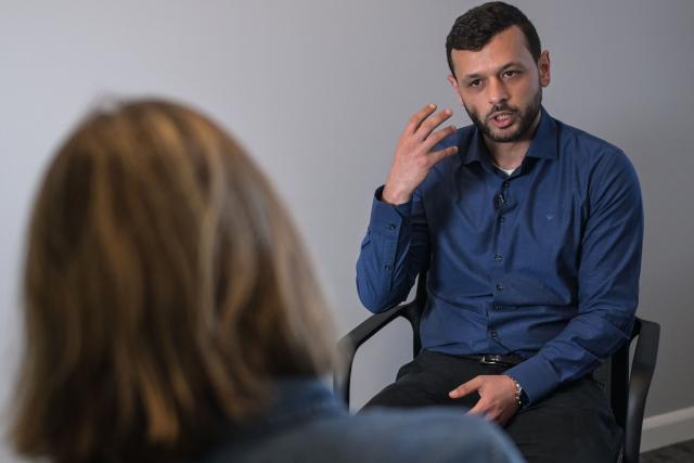 Arab Barghouti, son of jailed Palestinian leader Marwan Barghouti, speaks during an interview with AFP in central London on April 23, 2026. After 24 years in prison in Israel, Palestinian Marwan Barghouti has "a very clear political vision" and remains the leader best able to unify his people, his son Arab Barghouti told AFP, while expressing alarm at the "dangerous" weakness of the Palestinian Authority. (Photo by Richard A. Brooks / AFP) / TO GO WITH AFP STORY by Caroline TAIX