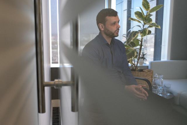 Arab Barghouti, son of jailed Palestinian leader Marwan Barghouti, speaks during an interview with AFP in central London on April 23, 2026. After 24 years in prison in Israel, Palestinian Marwan Barghouti has "a very clear political vision" and remains the leader best able to unify his people, his son Arab Barghouti told AFP, while expressing alarm at the "dangerous" weakness of the Palestinian Authority. (Photo by Richard A. Brooks / AFP) / TO GO WITH AFP STORY by Caroline TAIX