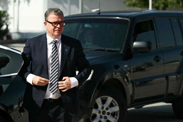 Finland's Prime Minister Petteri Orpo arrives for an informal meeting of the European Council in Nicosia on April 24, 2026. (Photo by NICOLAS TUCAT / AFP)