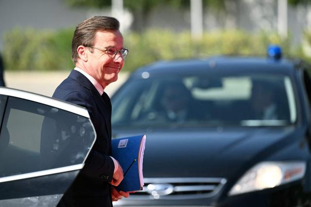 Sweden's Prime Minister Ulf Kristersson arrives for an informal meeting of the European Council in Nicosia on April 24, 2026. (Photo by NICOLAS TUCAT / AFP)