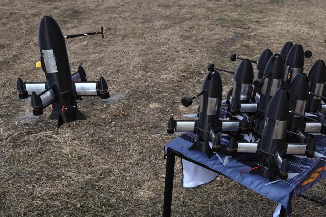 (FILES) This photograph shows a P1-Sun interceptor drone taking off during a test flight at an undisclosed location in Ukraine on March 19, 2026, amid the Russian invasion of Ukraine. They mass-produce drones at virtually no cost and are constantly innovating: Ukrainian drone manufacturers are quietly traveling across France to share expertise forged in a war where these machines have already revolutionized combat and outpaced European armies. (Photo by Genya SAVILOV / AFP)