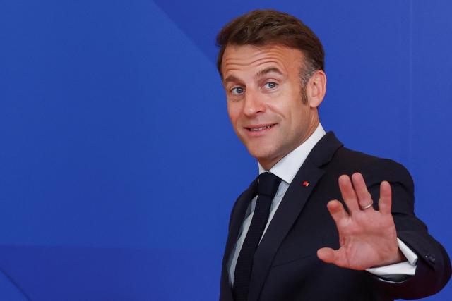 France's President Emmanuel Macron arrives for an informal meeting of the European Council in Nicosia on April 24, 2026. (Photo by Yves Herman / POOL / AFP)