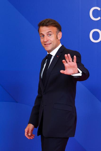 France's President Emmanuel Macron arrives for an informal meeting of the European Council in Nicosia on April 24, 2026. (Photo by Yves Herman / POOL / AFP)