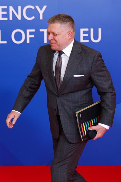 Slovakia's Prime Minister Robert Fico arrives for an informal meeting of the European Council in Nicosia on April 24, 2026. (Photo by Yves Herman / POOL / AFP)