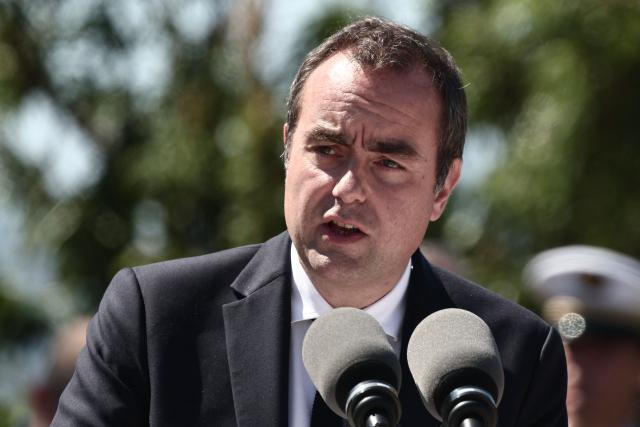France's Prime Minister Sebastien Lecornu addresses the audience during a commemoration ceremony marking the 111th anniversary of the World War I-era mass killings of Armenians under the Ottoman Empire in 1915, at the "Memorial du Genocide" in Marseille, southeastern France, on April 24, 2026. (Photo by Thibaud MORITZ / AFP)