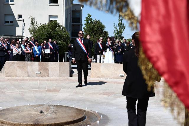 La France Insoumise - Nouveau Front Populaire's MP Sebastien Delogu arrives to pay tribute during a commemoration ceremony marking the 111th anniversary of the World War I-era mass killings of Armenians under the Ottoman Empire in 1915, at the "Memorial du Genocide" in Marseille, southeastern France, on April 24, 2026. (Photo by Thibaud MORITZ / AFP)