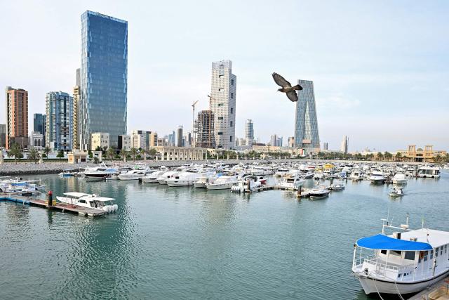 Boats moored in Souq Sharq harbour in Kuwait City on April 24, 2026. Kuwait's Interior Ministry has allowed fishing boats and recreational vessels to resume sailing between 6:00 am and 6:00 pm, following a suspension since the start of regional tensions linked to the US–Iran conflict. (Photo by YASSER AL-ZAYYAT / AFP)