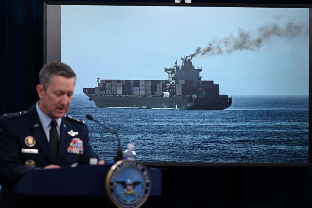 US Chairman of the Joint Chiefs of Staff General Dan Caine speaks during a press briefing at the Pentagon in Washington, DC, on April 24, 2026. (Photo by ANNABELLE GORDON / AFP)