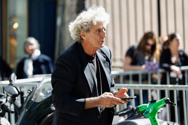 French director Elie Chouraqui arrives for the funeral of French actress Nadia Fares at Saint-Jean de Montmartre church in Paris on April 24, 2026. Nadia Fares died on April 17, 2026, aged 57, after being found unconscious in a swimming pool in Paris and several days in a coma. (Photo by SIMON WOHLFAHRT / AFP)