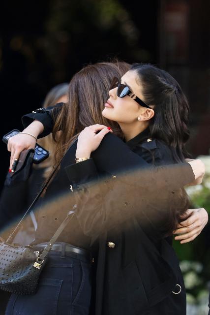 Nadia Fares' daughter Cylia Chasman arrives for the funeral ceremony of her mother at the Saint-Jean de Montmartre church in Paris on April 24, 2026. Nadia Fares died on April 17, 2026, aged 57, after being found unconscious in a swimming pool in Paris and several days in a coma. (Photo by SIMON WOHLFAHRT / AFP)