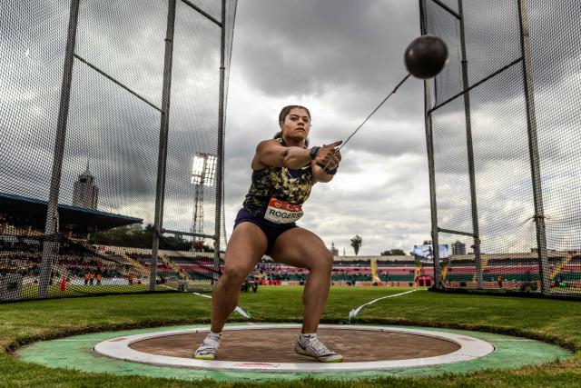 Canada’s Olympic champion Camryn Rogers competes in the hammer throw women's event during the sixth edition of the Kip Keino Classic Continental Tour Gold at the Nyayo National Stadium in Nairobi, on April 24, 2026. (Photo by Luis TATO / AFP)