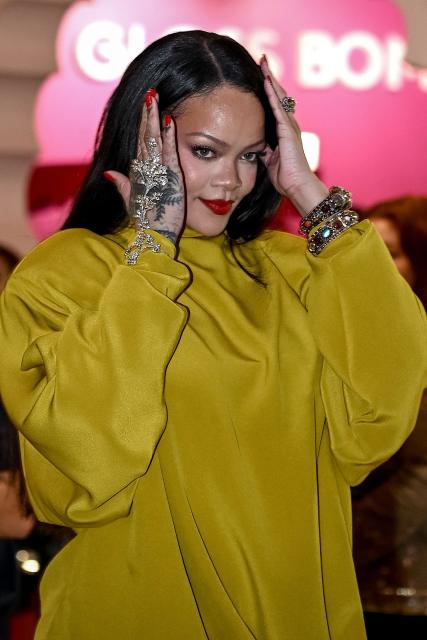 Barbadian singer and actress Rihanna poses for a photograph during the launch of her Fenty Beauty brand in Mumbai on April 24, 2026. (Photo by Sujit JAISWAL / AFP)