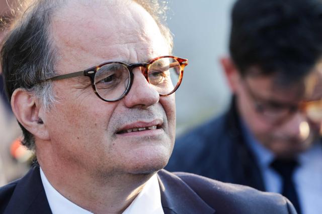 Secretary General of the French Presidency Emmanuel Moulin looks on during an event with France's President and Greece's Prime Minister at the Roman Agora in Athens, on April 24, 2026. France's President is in a two-days visit to Greece to strengthen Franco-Greek cooperation on defence and security. (Photo by Ludovic MARIN / AFP)