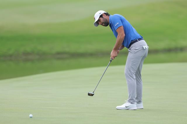 Adrian Otaegui of the United Arab Emirates putts during the third round of the China Open golf tournament in Shanghai on April 25, 2026. (Photo by CN-STR / AFP) / China OUT