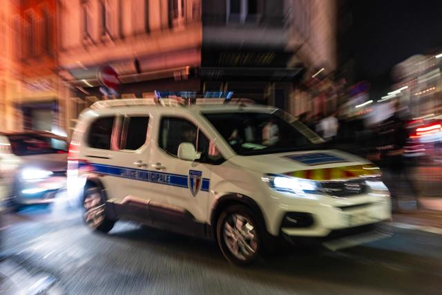 This photograph shows a car of French Municipal Police patrolling the streets in Lille, northern France, on April 25, 2026. (Photo by Sameer Al-DOUMY / AFP)