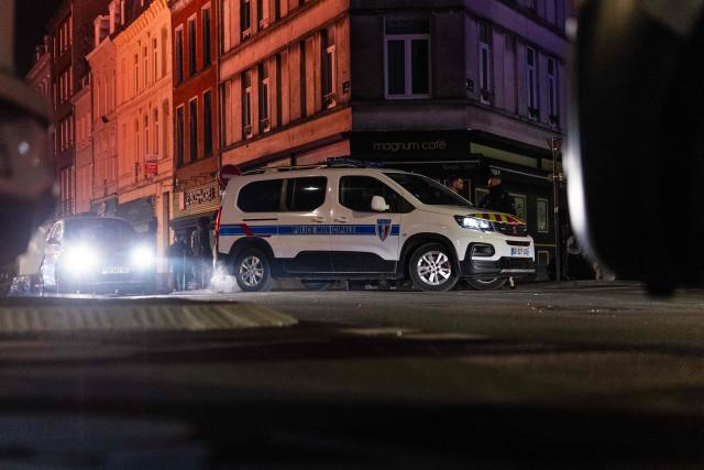 This photograph shows a car of French Municipal Police patrolling the streets in Lille, northern France, on April 25, 2026. (Photo by Sameer Al-DOUMY / AFP)