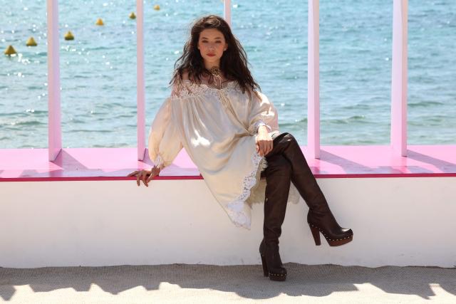French actress Zoe Adjani poses during the "Le rouge et le noir" photocall as part of the 9th edition of the Cannes international Series Festival (Canneseries) in Cannes, southern France, on April 25, 2026. (Photo by Valery HACHE / AFP)