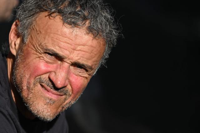 Paris Saint-Germain's Spanish head coach Luis Enrique looks on during the French L1 football match between SCO Angers and Paris Saint-Germain (PSG) at the Stade Raymond-Kopa in Angers, western France, on April 25, 2026. (Photo by Sebastien Salom-Gomis / AFP)