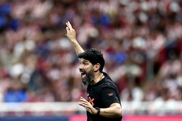 Tijuana's Uruguayan head coach Sebastian Abreu gestures during the Liga MX Clausura football match between Tigres and Mazatlan at Universitario de la UANL Stadium in Monterrey, Nuevo Leon state, Mexico, on April 25, 2026. (Photo by Ulises Ruiz / AFP)