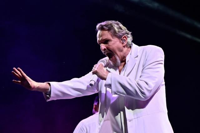 Spanish singer Miguel Bose performs on stage as part of his "Importante Tour 2026" at Parque Viva in Alajuela, Costa Rica, on April 25, 2026. (Photo by Ezequiel BECERRA / AFP)
