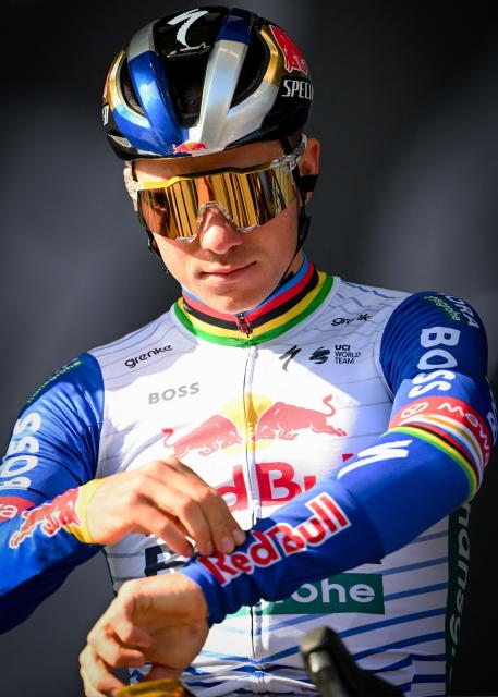 Red Bull-BORA-hansgrohe's Belgian rider Remco Evenepoel waits for the start of the men elite race of the Liege-Bastogne-Liege UCI World Tour one day cycling race, 259,5km from Liege, over Bastogne to Liege, on April 26, 2026. (Photo by MAARTEN STRAETEMANS / Belga / AFP) / Belgium OUT