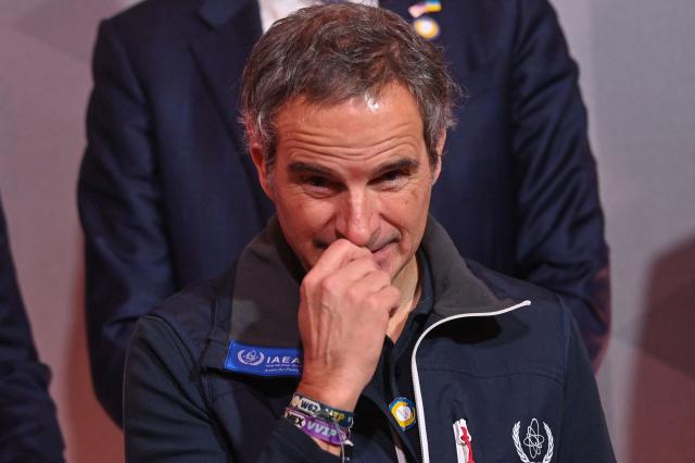 Chief of the U.N.s International Atomic Energy Agency (IAEA) Rafael Mariano Grossi reacts as he attends Ukraine Energy Coordination Group summit on the 40th anniversary of the explosion at the Chernobyl nuclear power plant, in Kyiv on April 26, 2026, amid the Russian invasion of Ukraine. Ukraine on April 26, 2026, marks the 40th anniversary of the explosion at the Chernobyl nuclear power plant. It comes four years into the Russian invasion that has put the plant once again under threat and raised risks of another radioactive catastrophe. The 1986 explosion at the Chernobyl nuclear power plant was the worst civilian nuclear disaster in history and changed global perceptions of nuclear energy. (Photo by Sergei SUPINSKY / AFP)