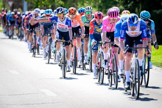 Belgian Remco Evenepoel of Red Bull-BORA-hansgrohe cycles during the men elite race of the Liege-Bastogne-Liege UCI World Tour one day cycling race, 259,5km from Liege, over Bastogne to Liege, on April 26, 2026. (Photo by MAARTEN STRAETEMANS / Belga / AFP) / Belgium OUT