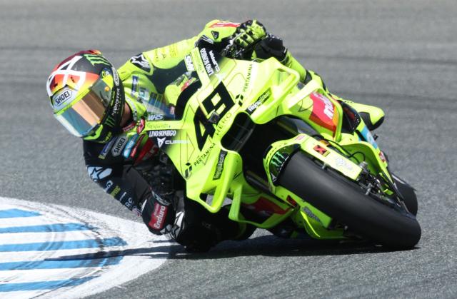 Team Pertamina Enduro VR46 Racing Team's Fabio Di Giannantonio competes during the MotoGP Spanish Grand Prix at the Jerez racetrack in Jerez de la Frontera, on April 26, 2025. (Photo by Pierre-Philippe MARCOU / AFP)