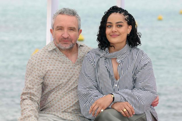 British actor Eddie Marsan and Scottish actress Izuka Hoyle pose during the "Prisoner" photocall as part of the 9th edition of the Cannes international Series Festival (Canneseries) in Cannes, southern France, on April 26, 2026. (Photo by Valery HACHE / AFP)